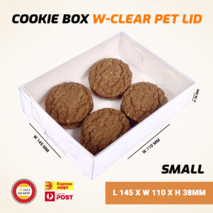 Small Cookie Box W- Clear Pet Lid (L 145 x W 110 x H 38mm)