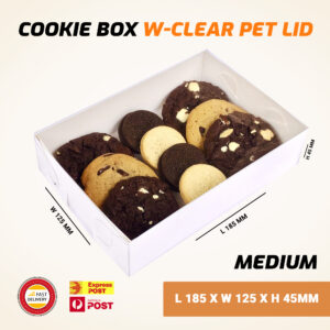Medium Cookie Box W-Clear Pet Lid (L 185 x W 125 x H 45mm)
