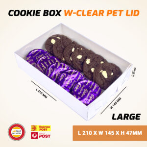Large Cookie Box W-Clear Pet Lid (L 210 x W 145 x H 47mm)