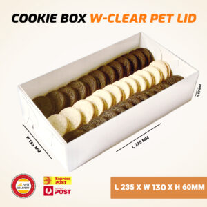 Cookie Box W-Clear Pet Lid (L 235 x W 130 x H 60mm)