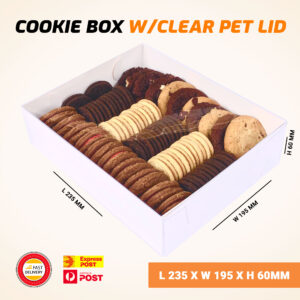 Cookie Box W-Clear Pet Lid (L 235 x W 195 x H 60mm)