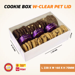 Cookie Box W-Clear Pet Lid (L 238 x W 160 x H 70mm)