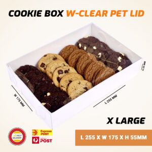 X Large Cookie Box W-Clear Pet Lid (L 255 x W 175 x H 55mm)