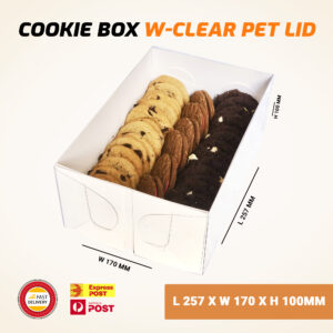 Cookie Box W-Clear Pet Lid (L 257 x W 170 x H 100mm)