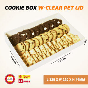 Cookie Box W- Clear Pet Lid (L 328 x W 220 x H 49mm)