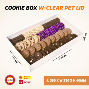 Cookie Box W- Clear Pet Lid (L 380 x W 230 x H 60mm)