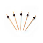 BAMBOO PICKS BLACK BALL 12CM  100PC-BAG