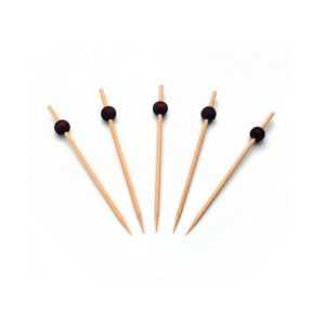 BAMBOO PICKS BLACK BALL 12CM  100PC-BAG