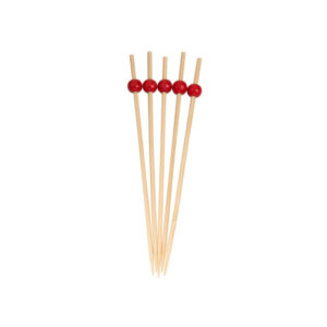 BAMBOO PICKS RED BALL 12CM 100PC-BAG
