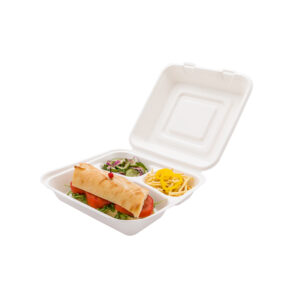BIODEGRADABLE BAGASSE LARGE SNACK BOX COMPARTMENT 250-BOX