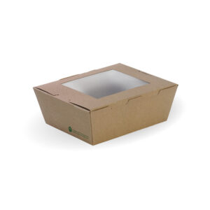 BIODEGRADABLE PLA WINDOW FOOD CONTAINERS -  BOX SIZE SMALL 110mm - 90mm - 64mm