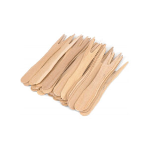 WOODEN COCKTAIL FORKS 85MM 100PC-BAG