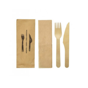 WOODEN CUTLERY SET FORK-KNIFE-NAP 100PCS-BOX
